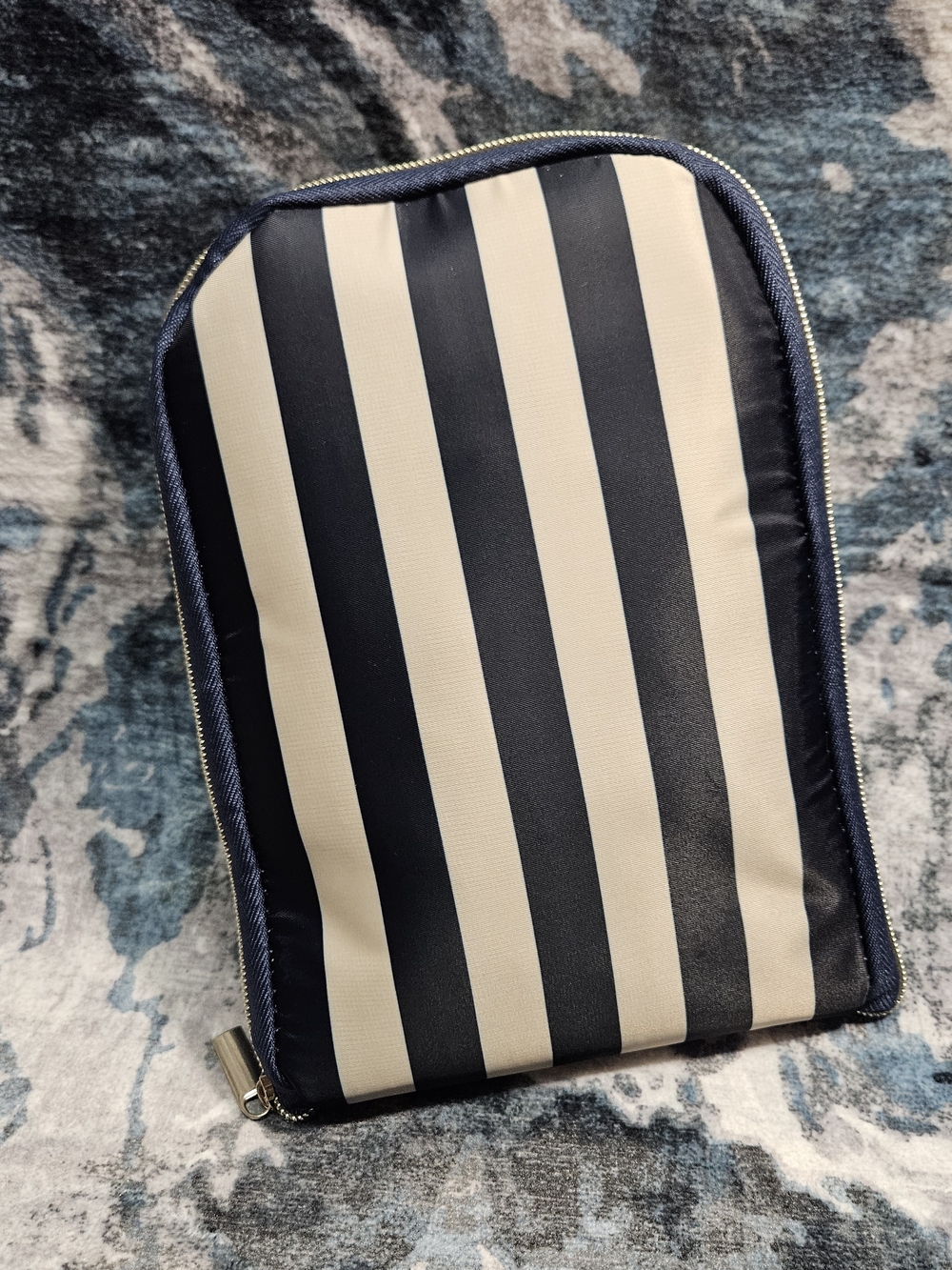Striped Navy and Cream Men's Travel Pouch